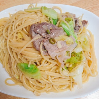 豚肉とキャベツの青唐辛子ペペロンチーノ